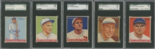 1933 Goudey SGC-Graded Collection (5 Different) Including Hall of Famers